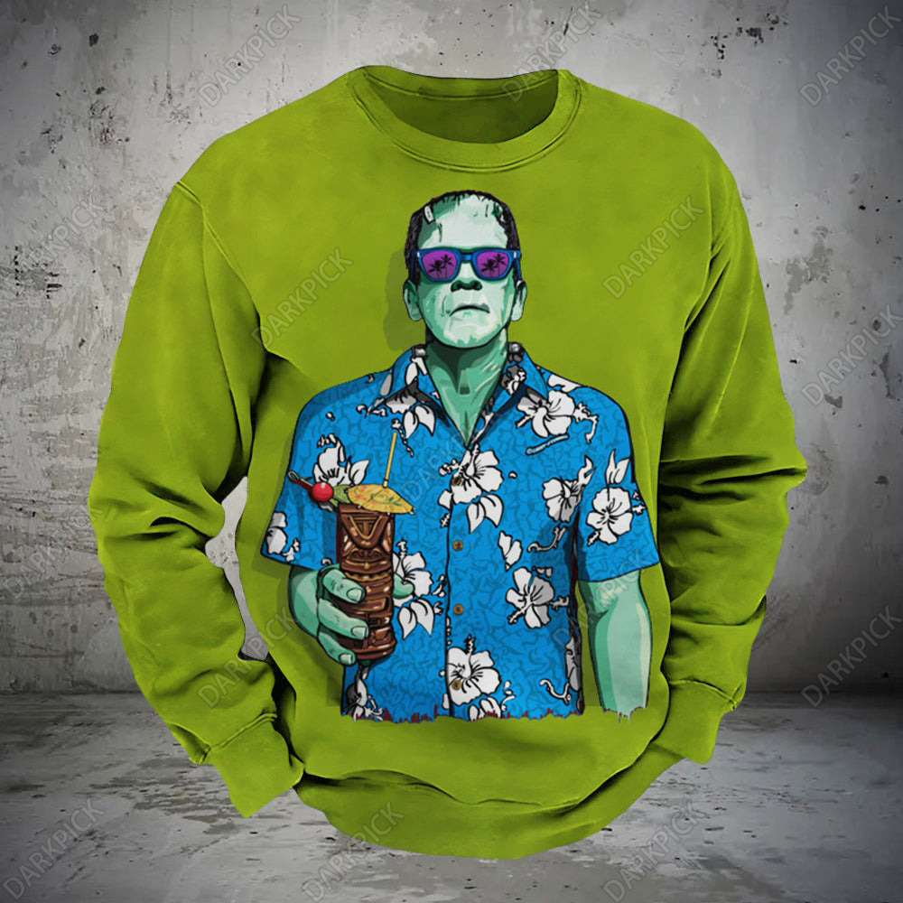 Halloween Monster Print Unisex  Sweatshirt