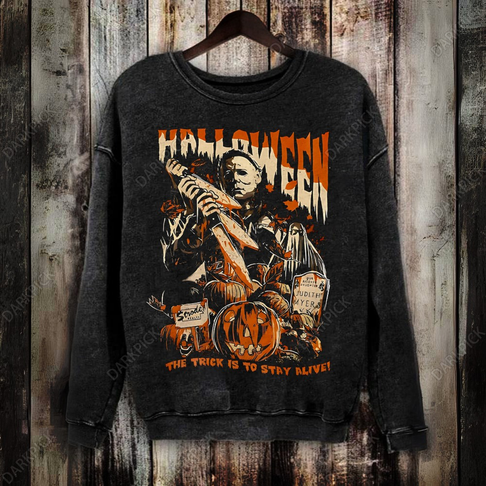 Unisex Vintage Washed  Halloween Sweatshirt