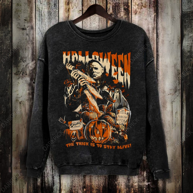 Unisex Vintage Washed  Halloween Sweatshirt