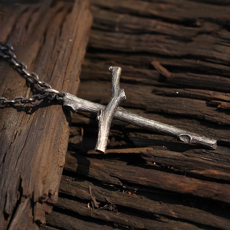 Wooden cross necklace