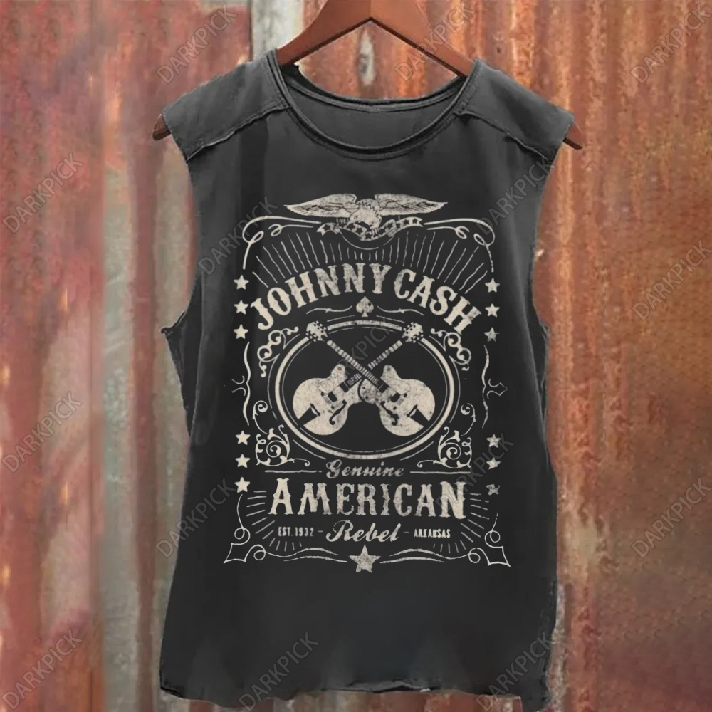 Unisex Vintage Washed Johnny Cash Tank Top