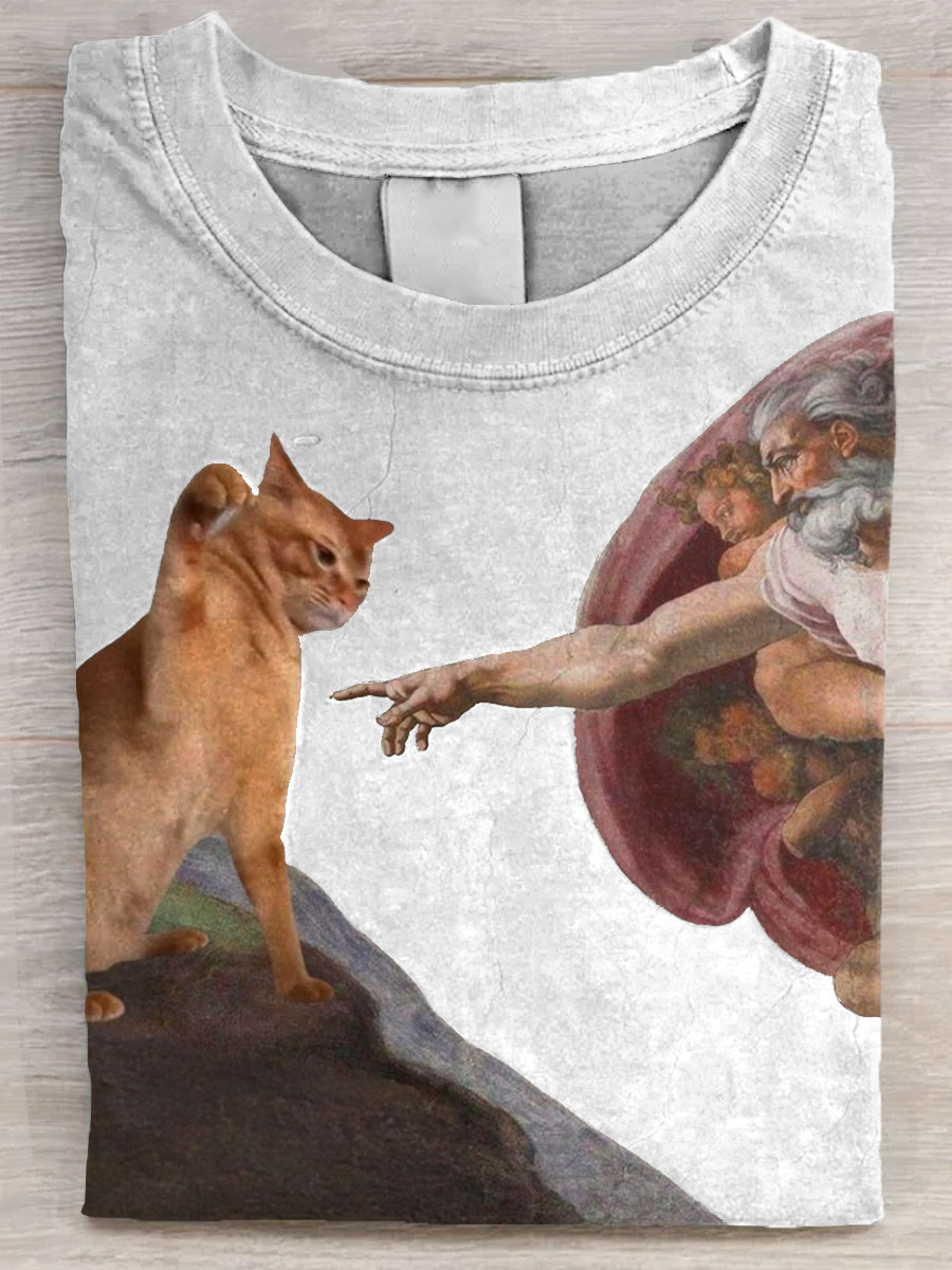 Vintage Funny Cat Art Print  Casual Tank Top