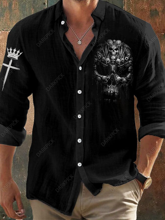 Men's Vintage Skull Faith Long Sleeve Shirt