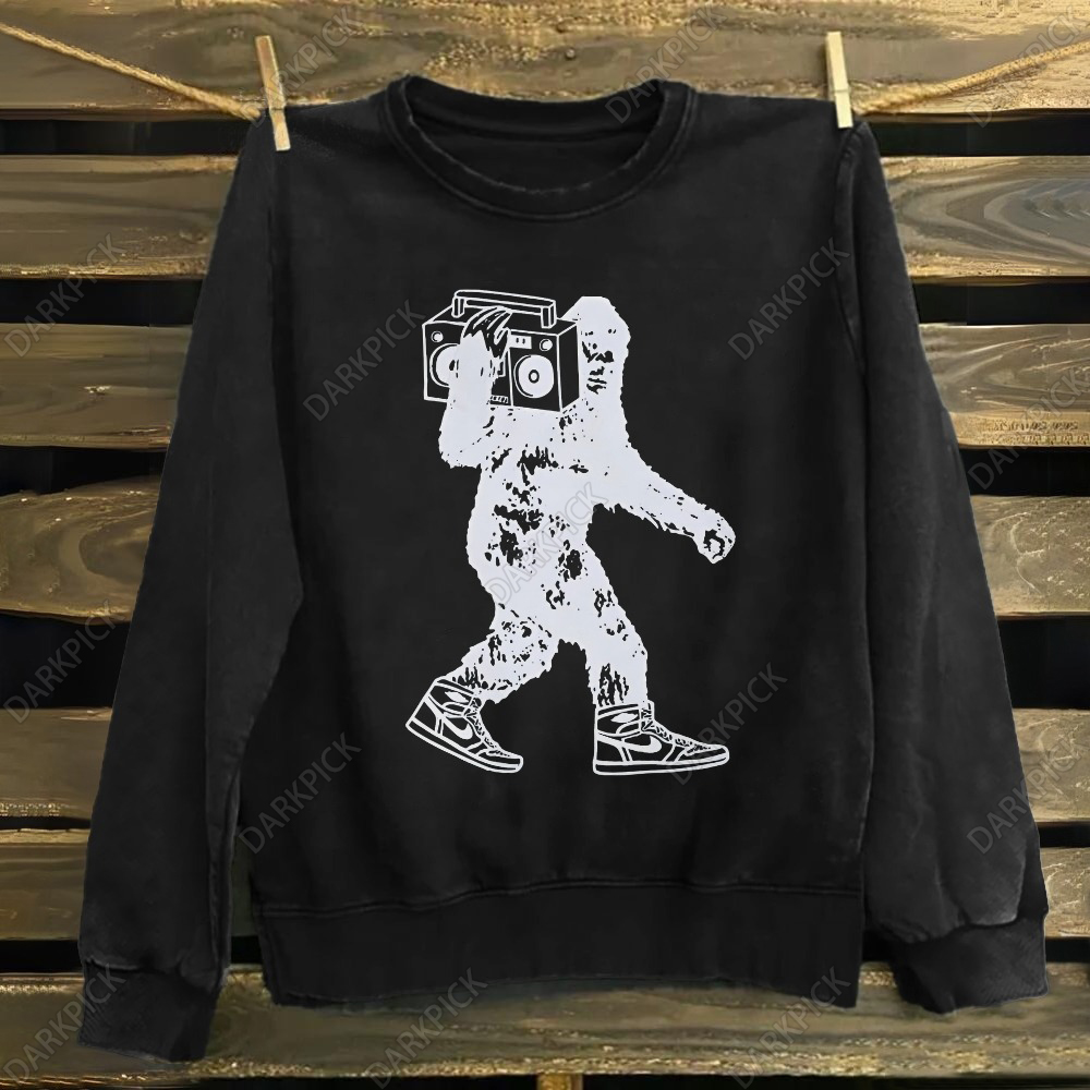 Unisex Cotton Boombox Bigfoot  Sweatshirt