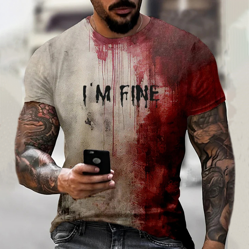 Men's Bloody I'm Fine Halloween Print T-Shirt