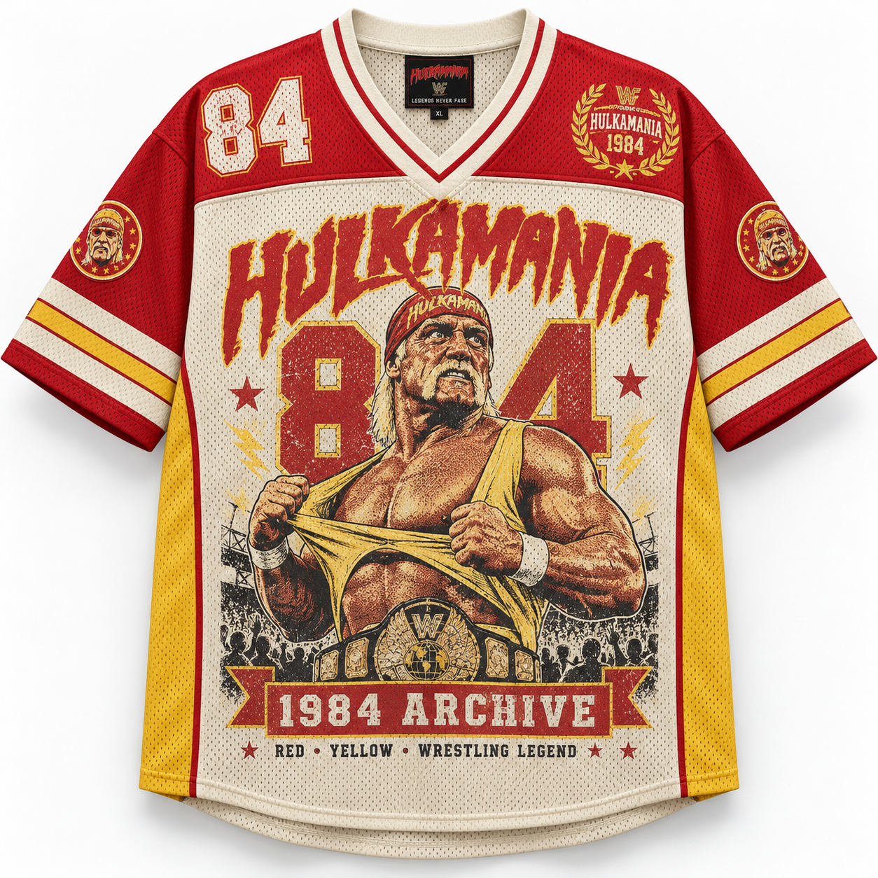 Hulk Hogan Hulkamania 1984 Archive Retro Wrestling Jersey Shirts