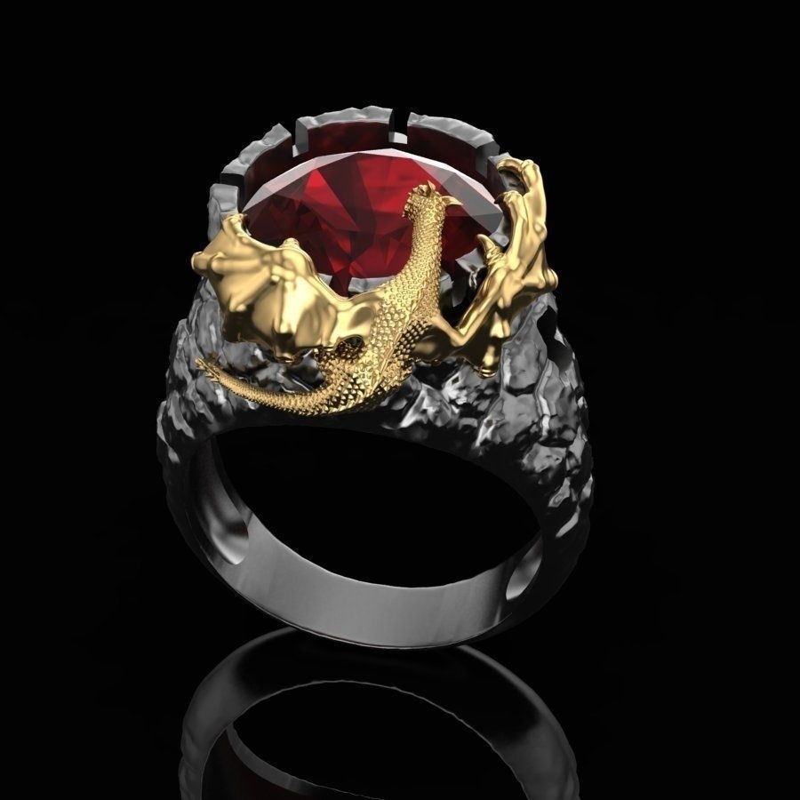 Two Color Ruby Dragon Ring