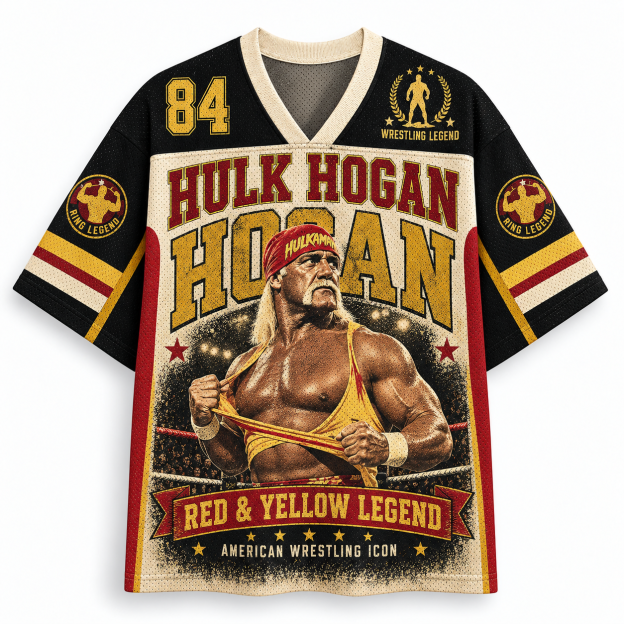 Hulk Hogan Red & Yellow Legend American Wrestling Jersey Shirts