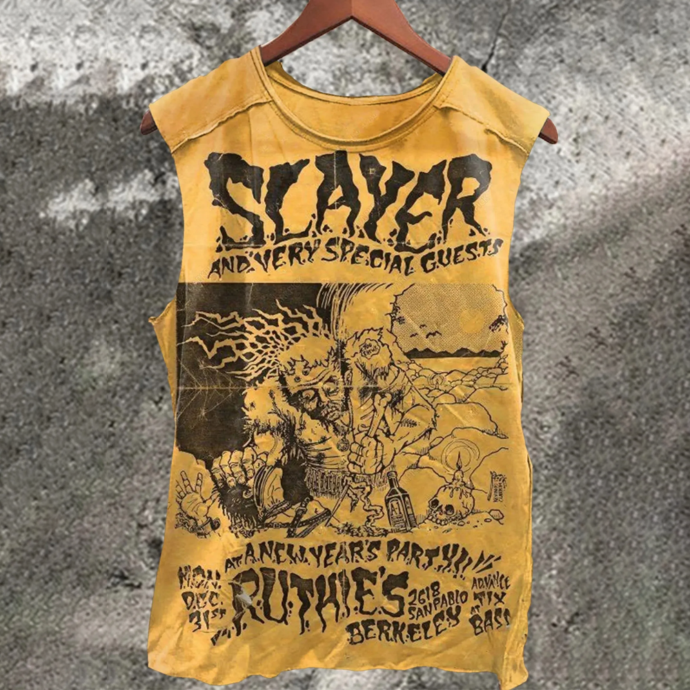 Unisex Retro Slayer Poster Printed  Tank Top