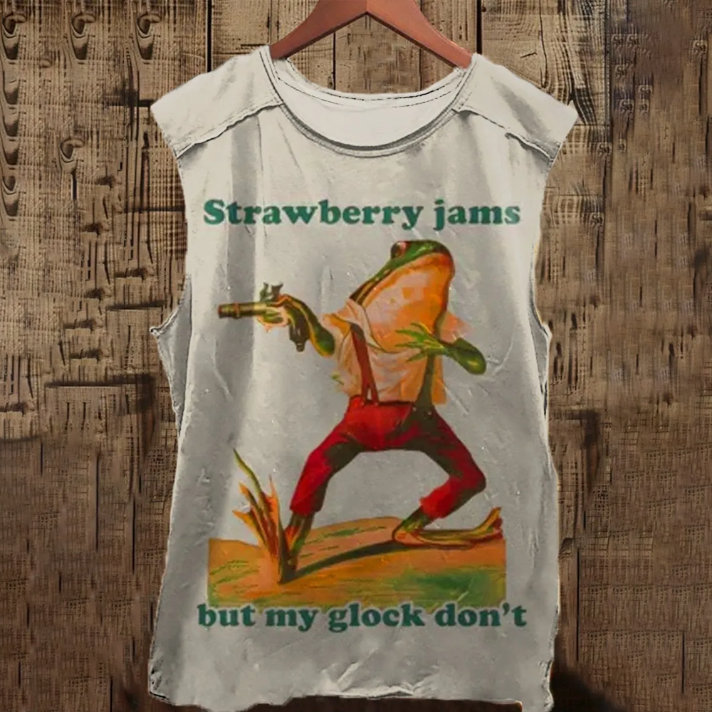 Strawberry Jams But My Glock Don't Frog Print Unisex Classic Tank Top