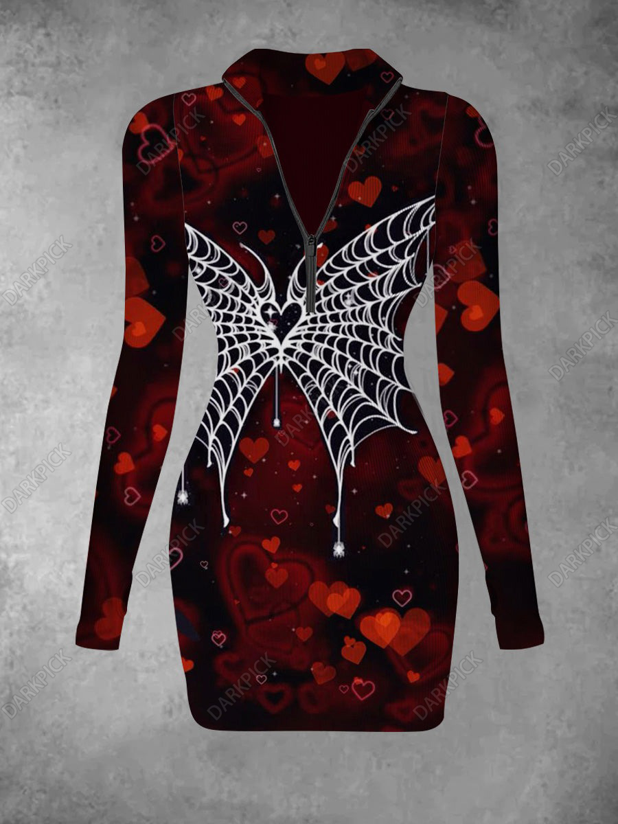 Women's Love Art Printed Casual Fashion Long Sleeve Knitted Dress