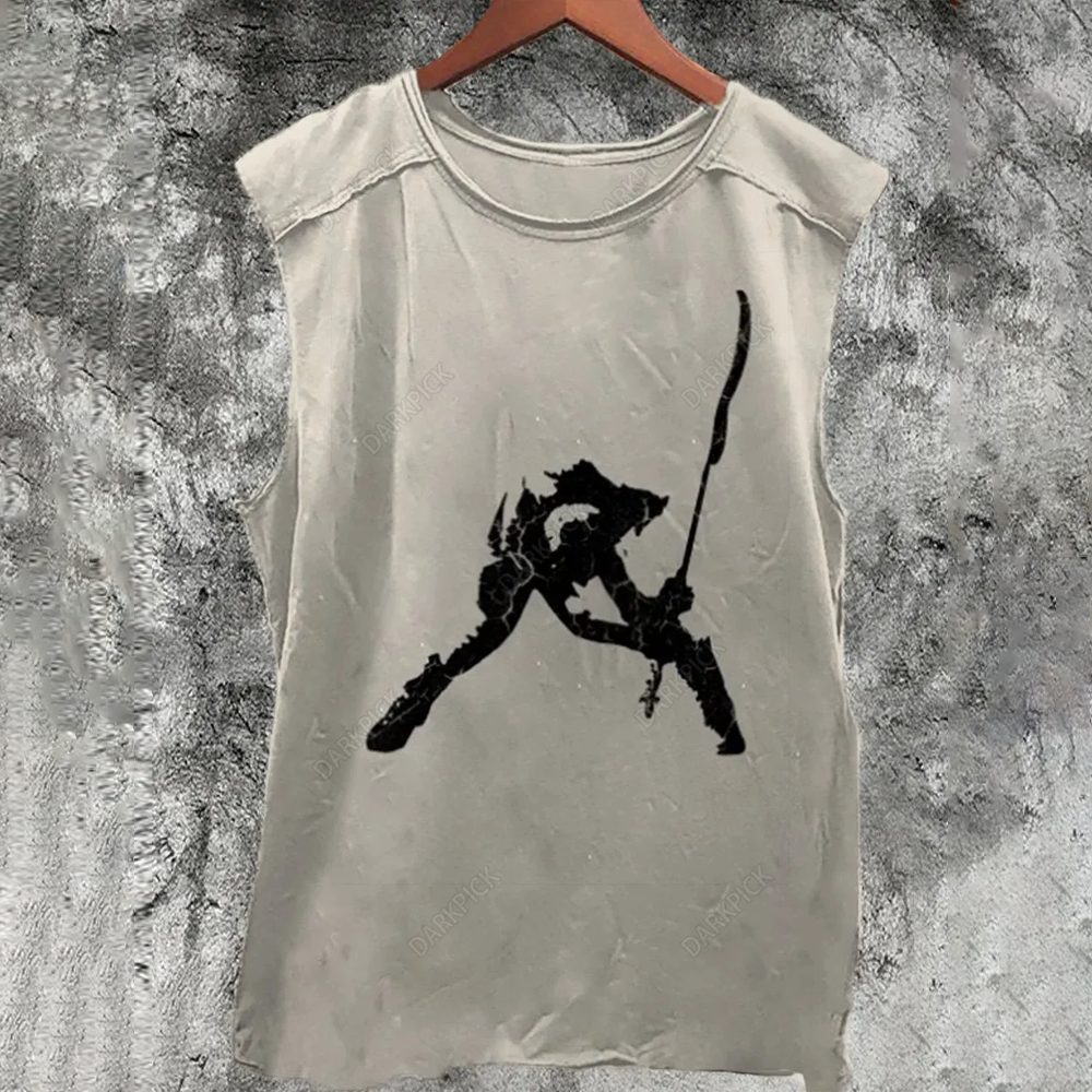 London Calling Distressed Style Print 100% Cotton Casual Tank Top