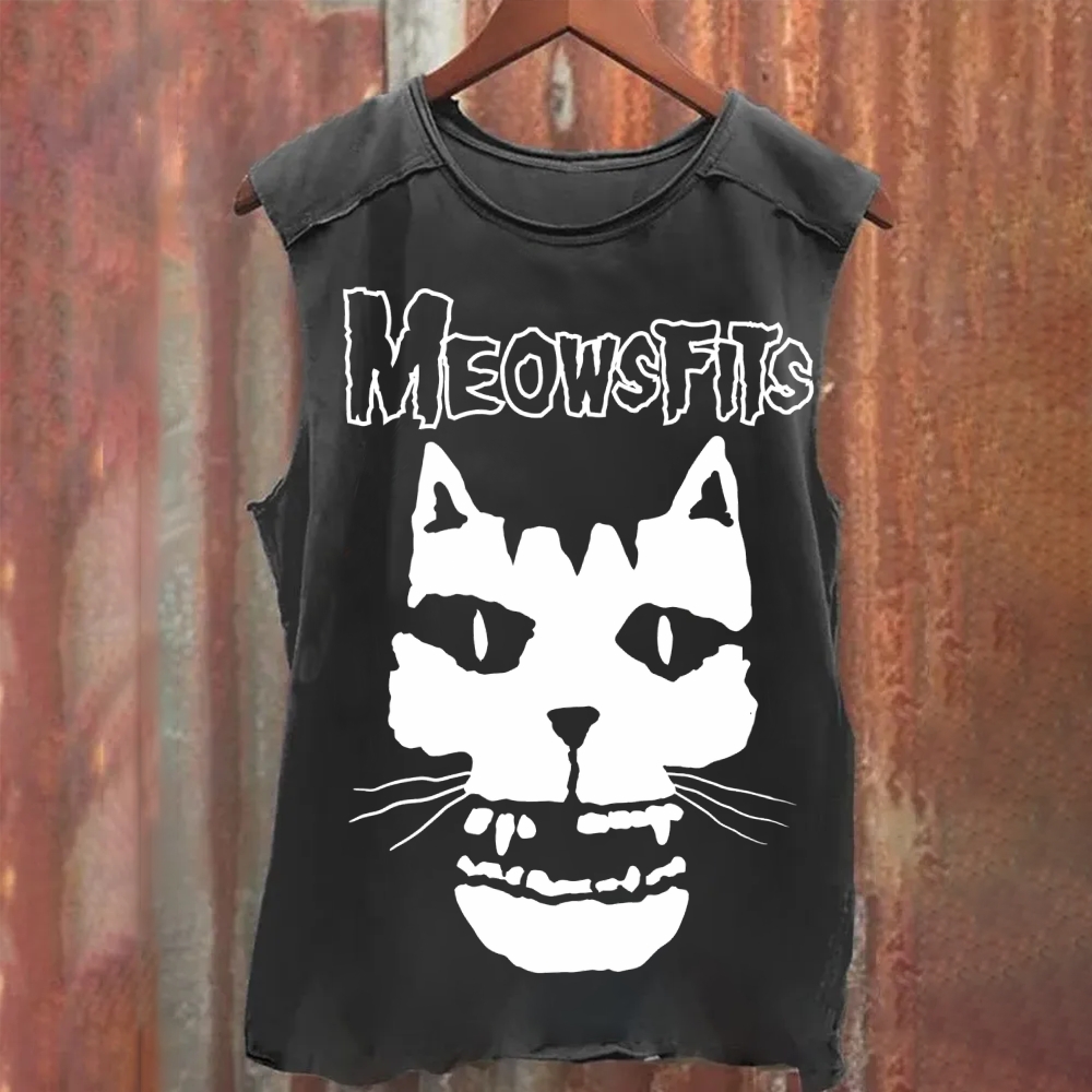 Unisex Vintage Punk Rock Cat Tank Top
