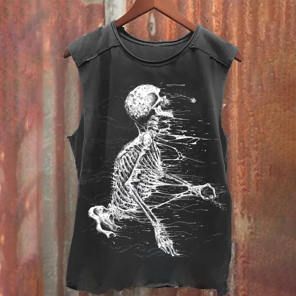Unisex Vintage Skull print Tank Top