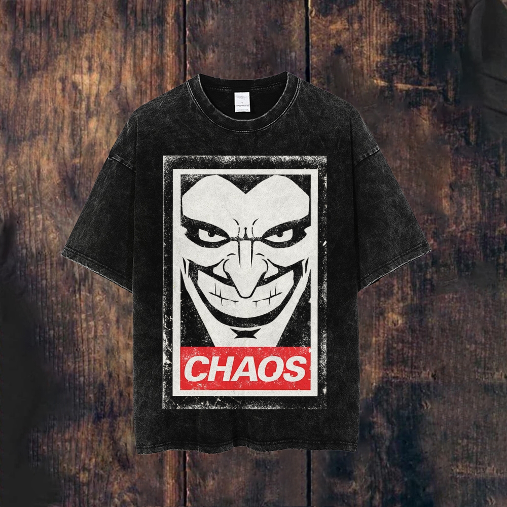 Unisex  The Joker Chaos  washed short-sleeved T-shirt