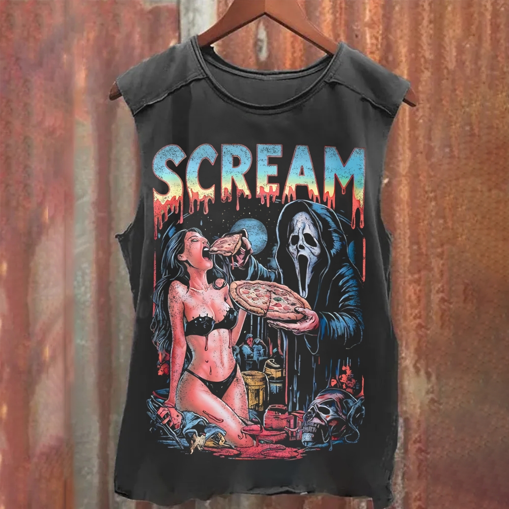 Unisex Vintage Washed  Scream Tank Top