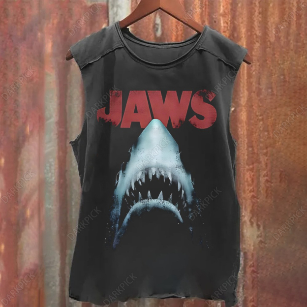 Unisex Vintage Washed   Jaws Shark Teeth Tank Top