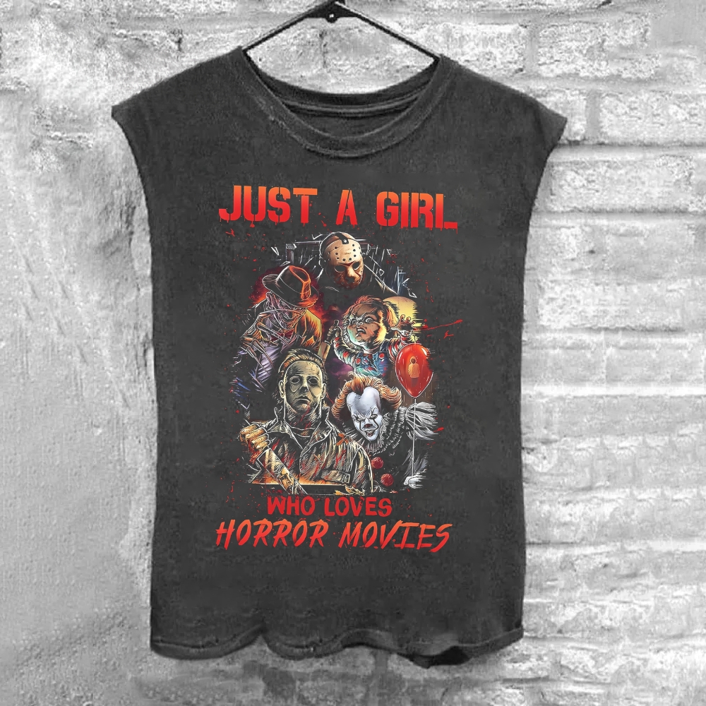 Unisex VintageJust a Girl Who Loves Horror Movies  Tank Top