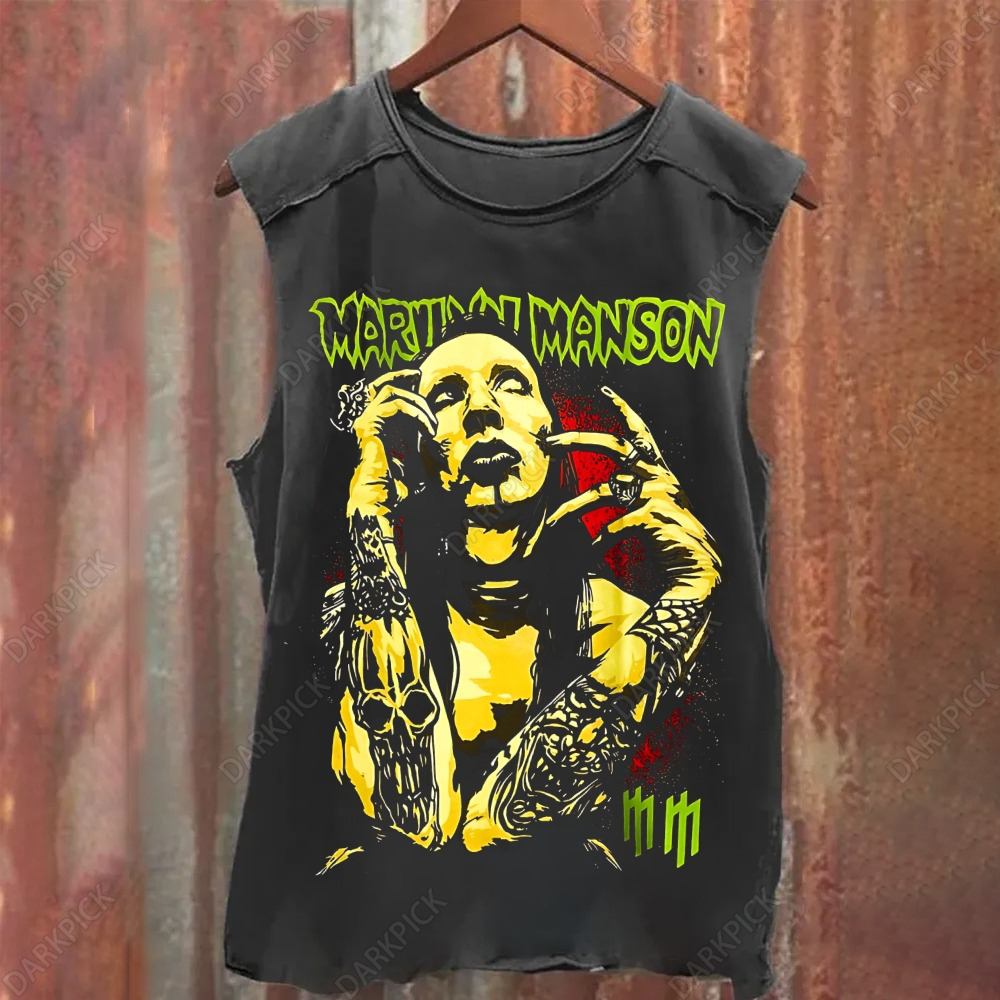 Unisex Vintage Washed  Marilyn Manson Tank Top