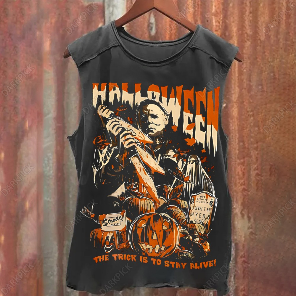 Unisex Vintage Washed Halloween Tank Top