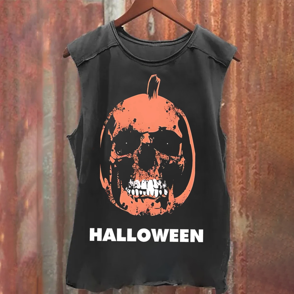 Unisex Vintage Washed Halloween cushaw Tank Top