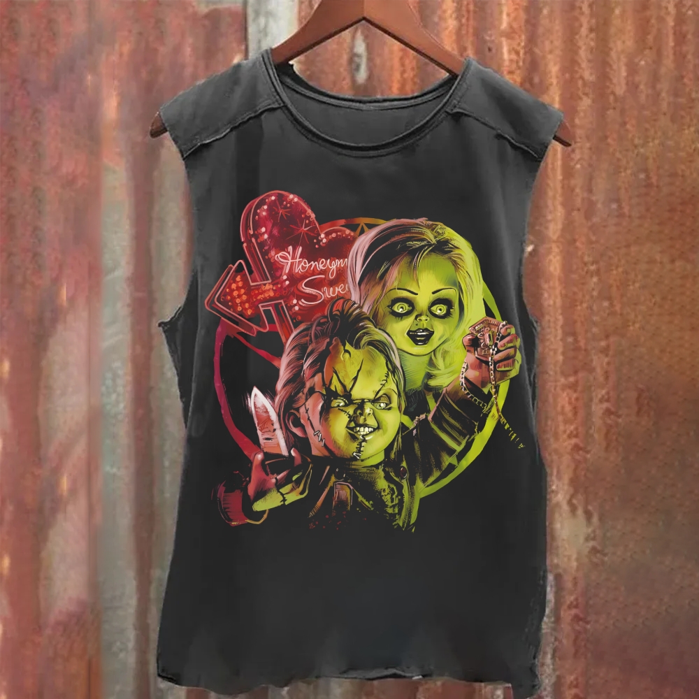 Unisex Vintage Washed chucky-Barbie Tank Top 