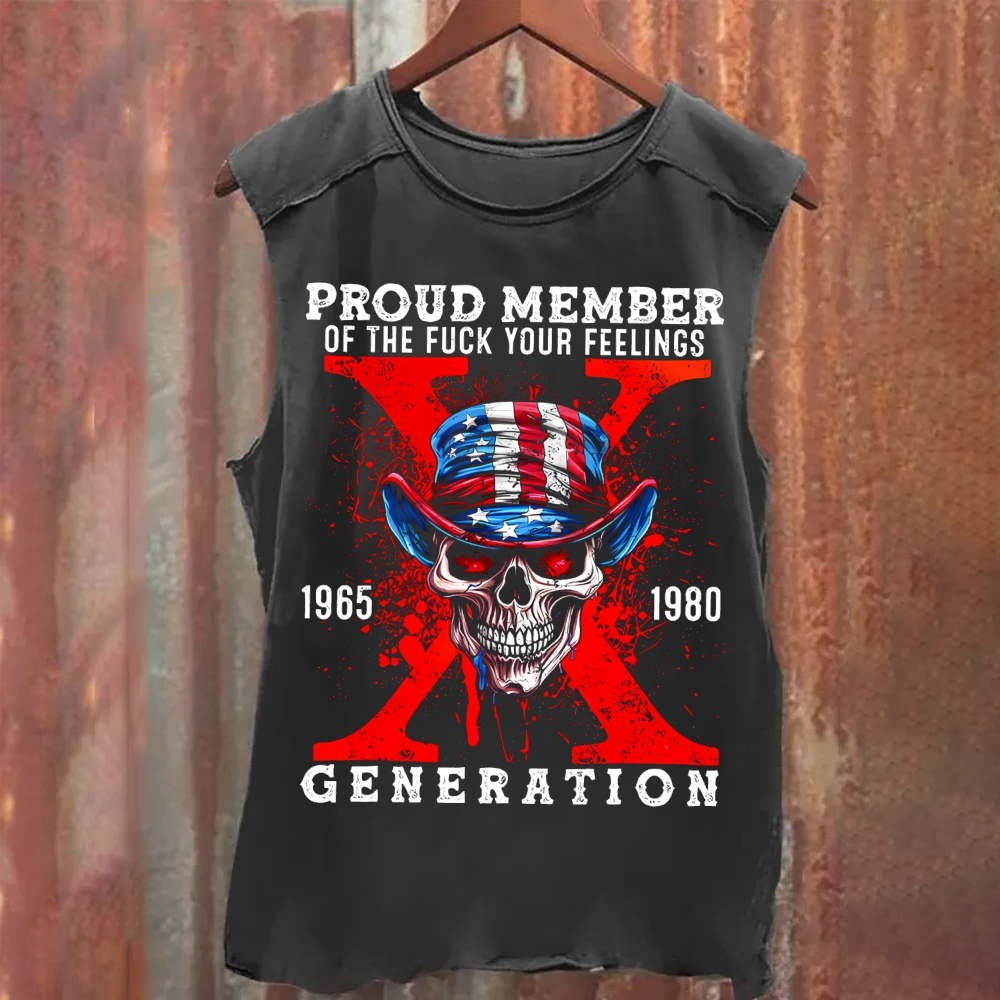 Gen X Skull Printing Vintage Washed Tank Top