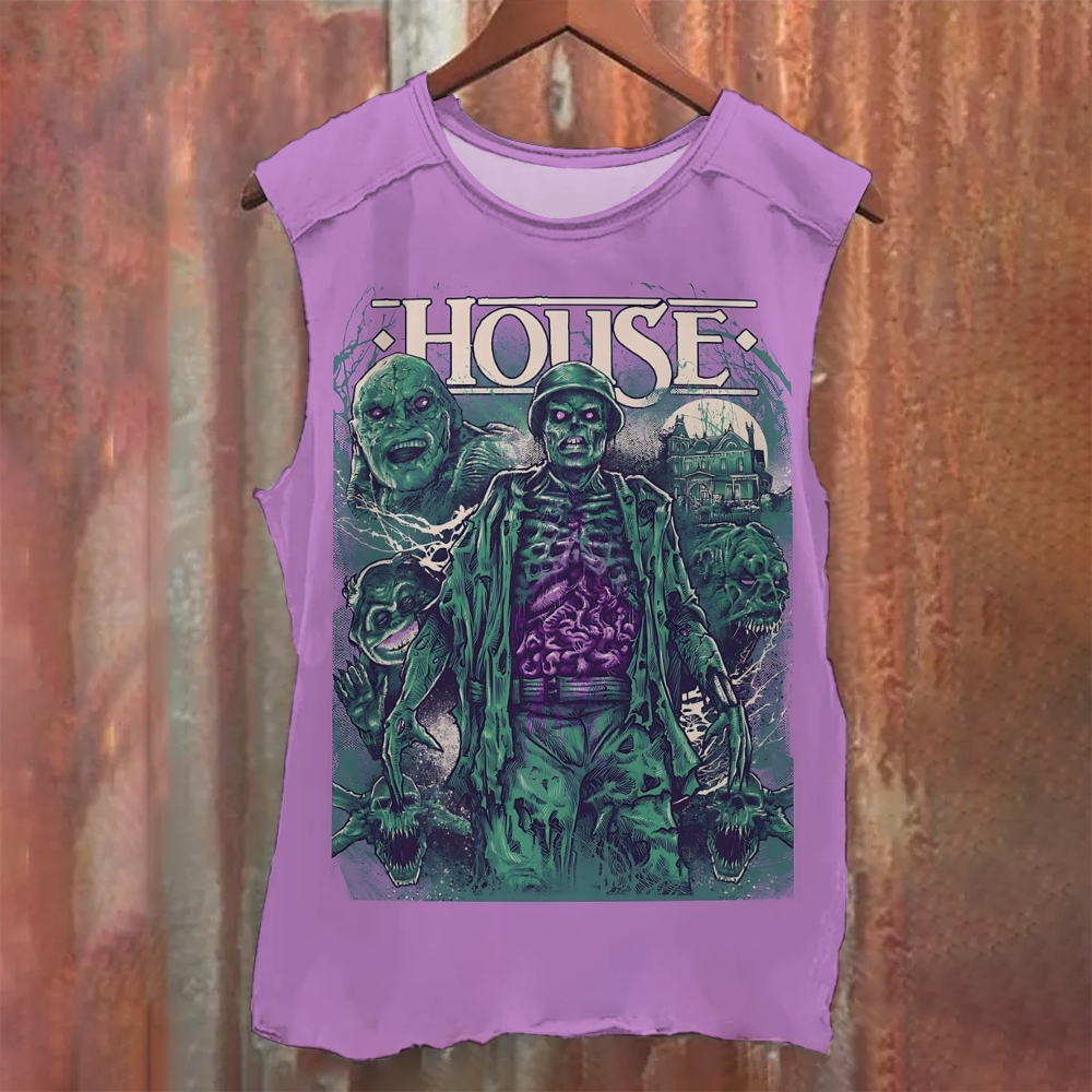 Unisex Lost In The Madness House  Printed Tank Top