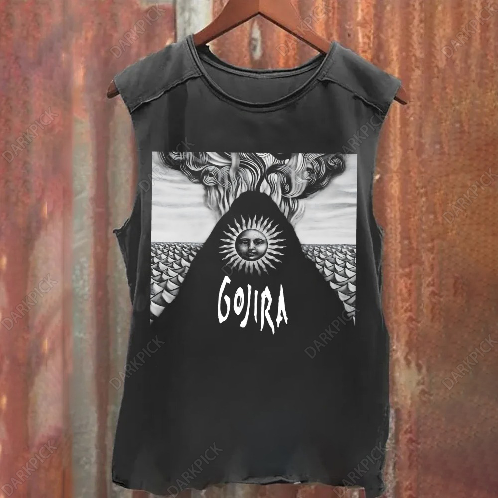 Unisex Vintage Washed Polera Musculosa Gojira Tank Top