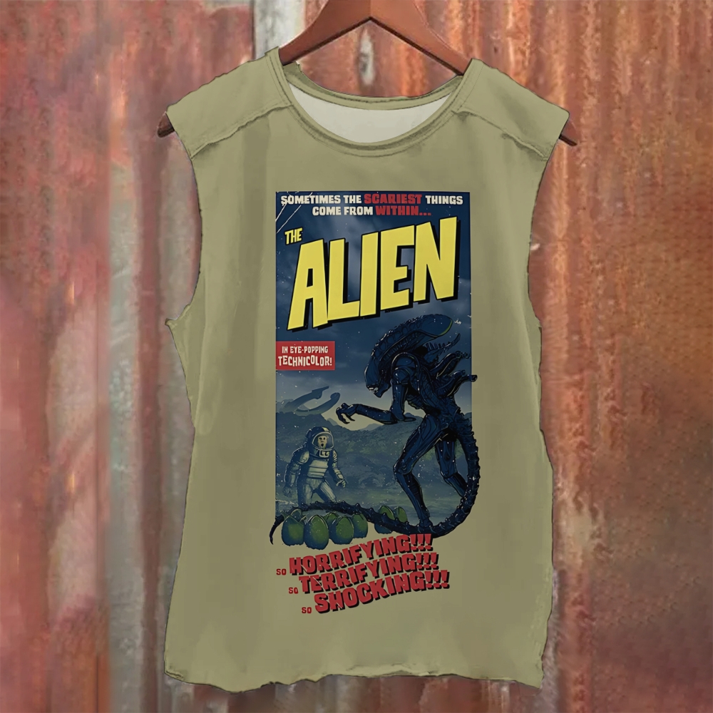 Unisex Casual Alien Specimen Printed Tank Top
