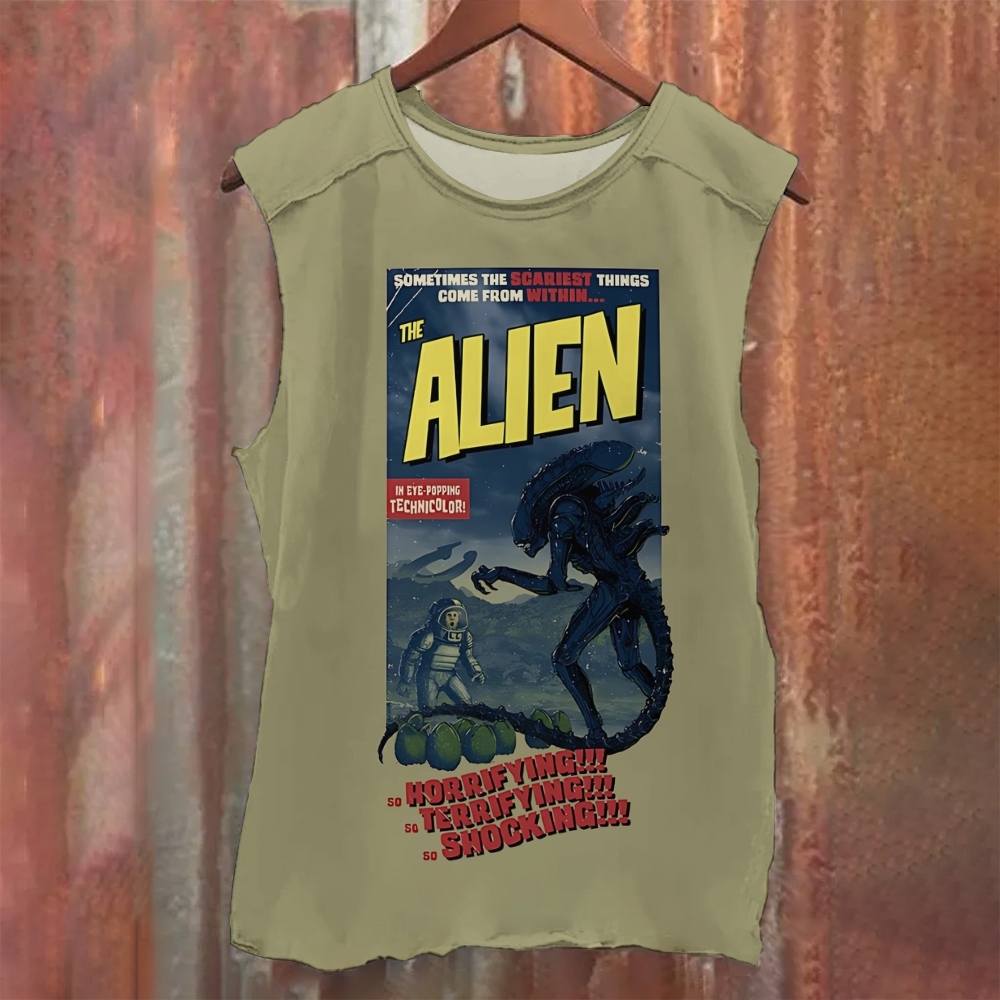 Unisex Casual Alien Specimen Printed Tank Top