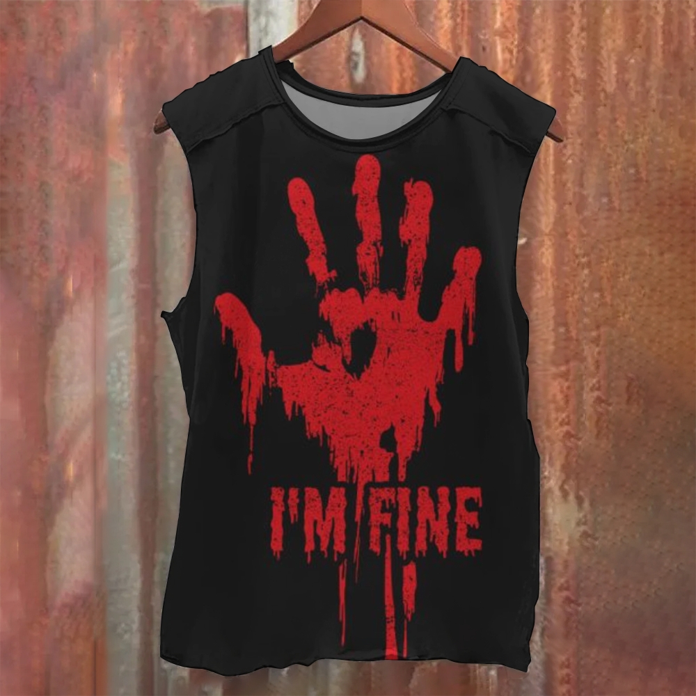 Unisex Casual I'm Fine Bloody Hand by monokrom Tank Top