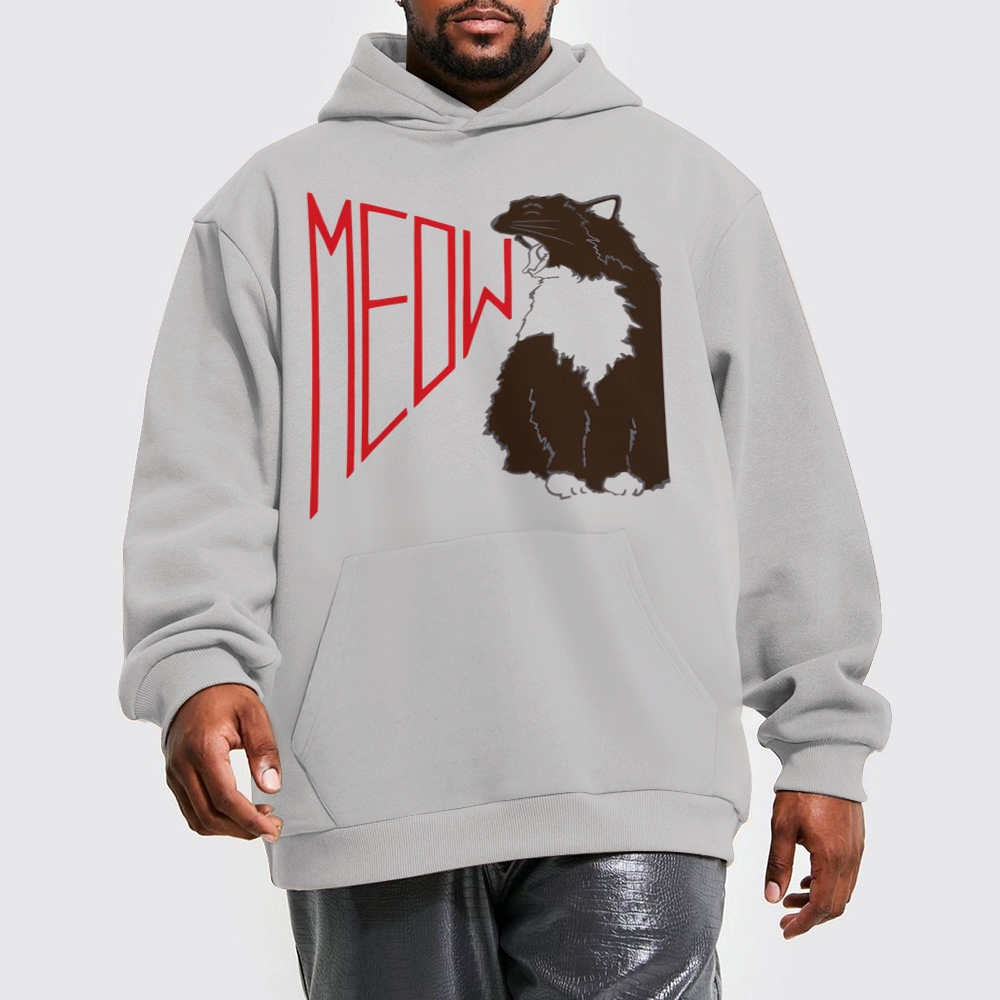 Meow Cat Print  Casual  Printed Hoodies