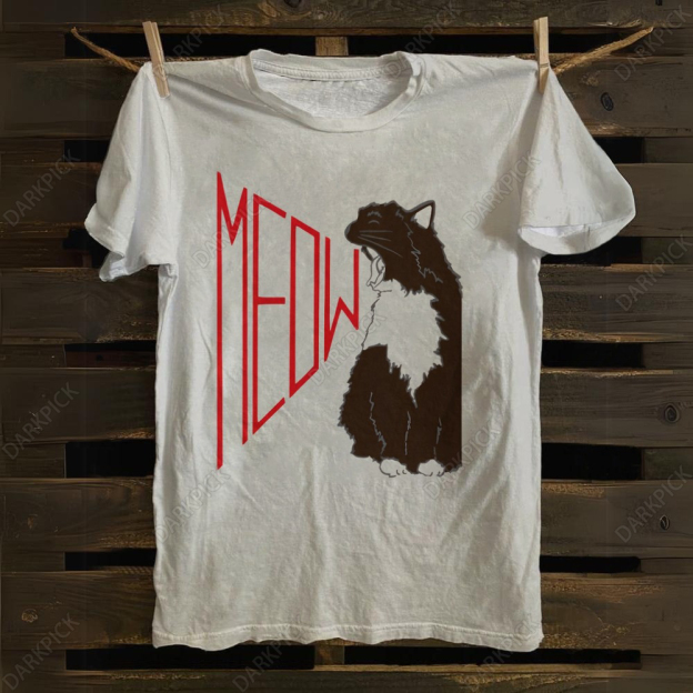 Unisex  Meow Cat Print  Casual  T-Shirt