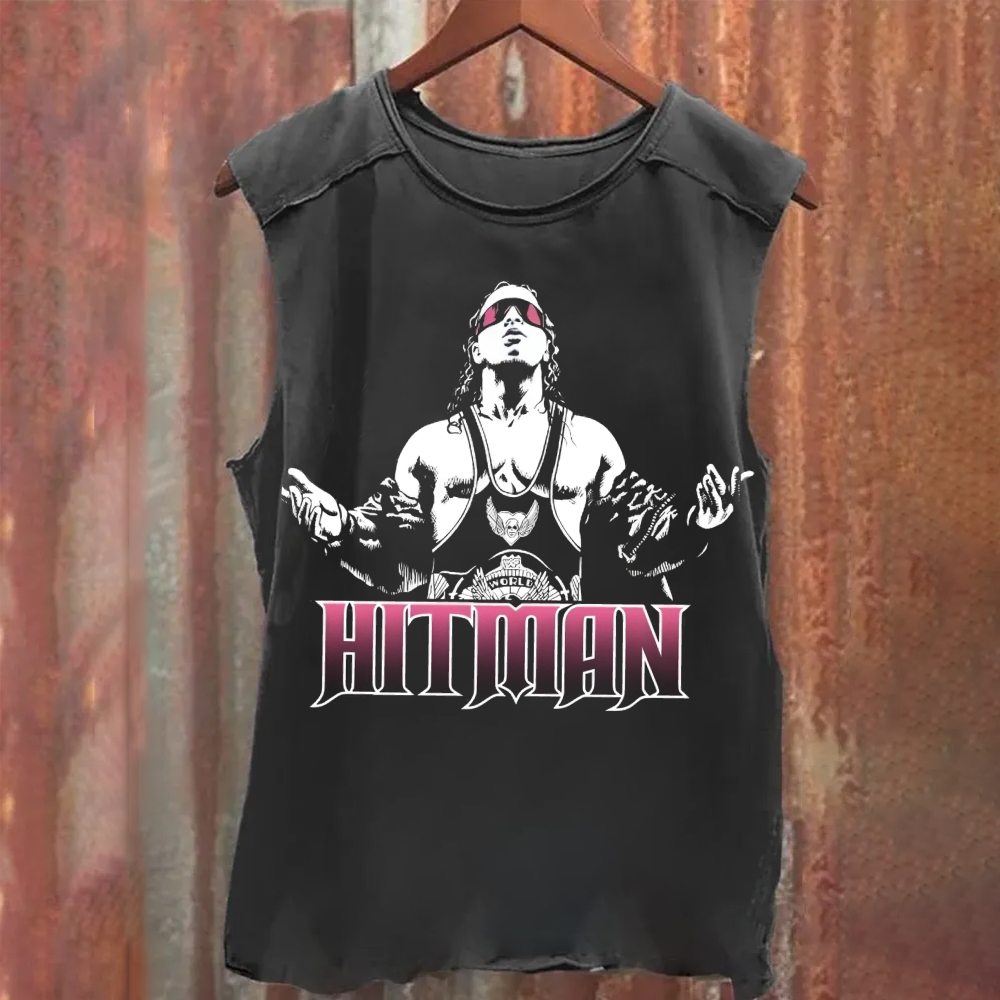 Unisex Vintage Washed  Bret Hitman  Tank Top