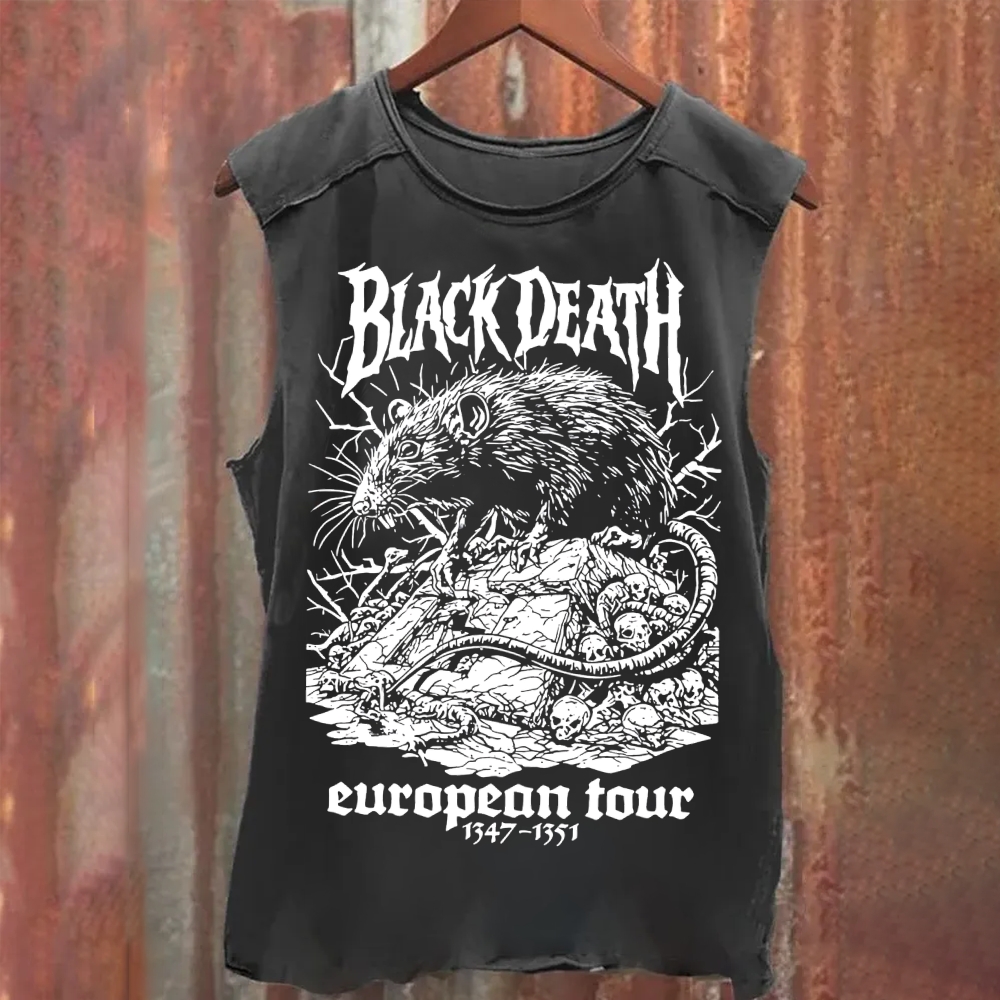 Unisex Vintage Washed Black Death Tank Top
