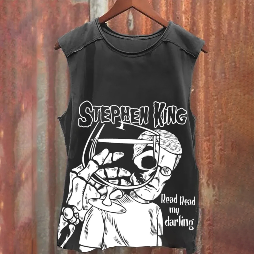 Unisex Vintage Washed  STEPHEN KING Printed Tank Top Tank Top