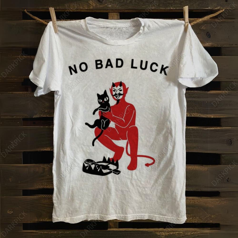 Unisex Cat No Bad Luck Print T-Shirt