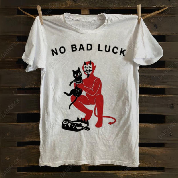 Unisex Cat No Bad Luck Print T-Shirt