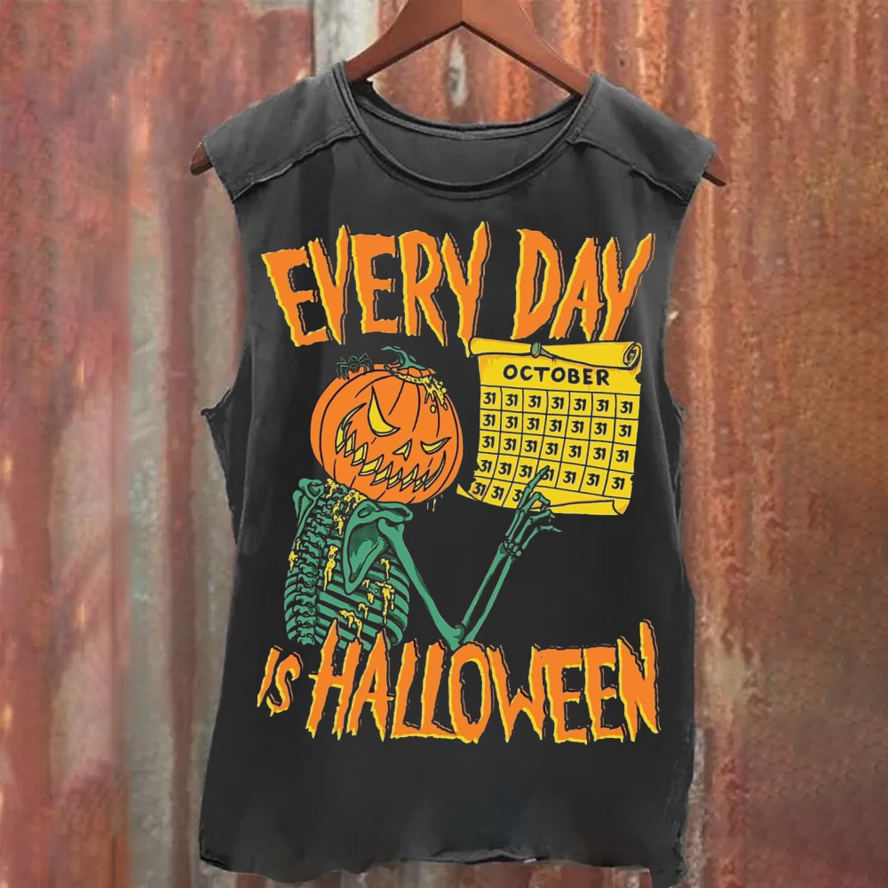 Unisex Vintage Washed Unisex Vintage Every Day Is Halloween Washed Tank Top Tank Top