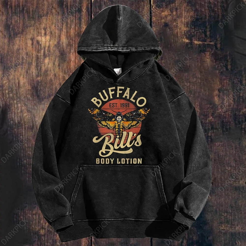 Unisex Washed Buffalo Bills Body Lotion Distressed Grafikdruck hoodie