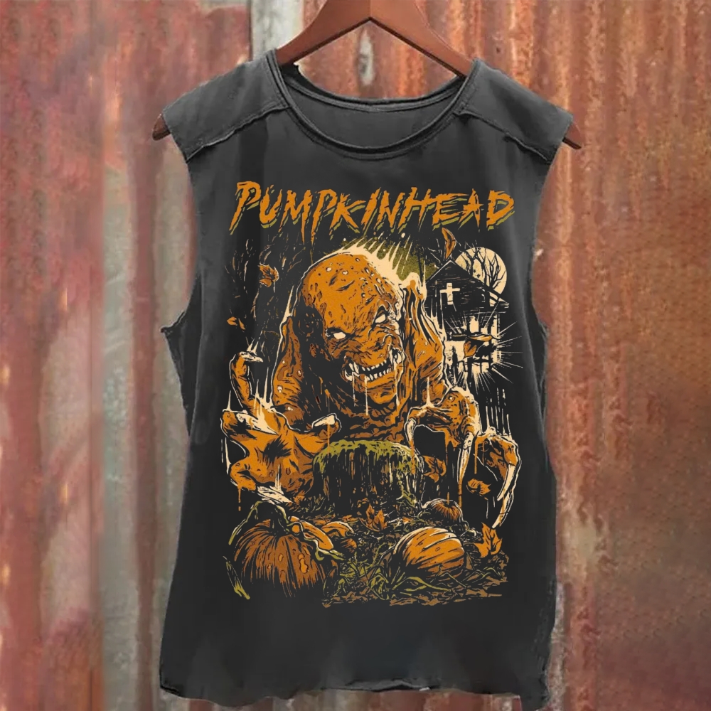 Unisex Vintage Washed Pumpkinhead Tank Top