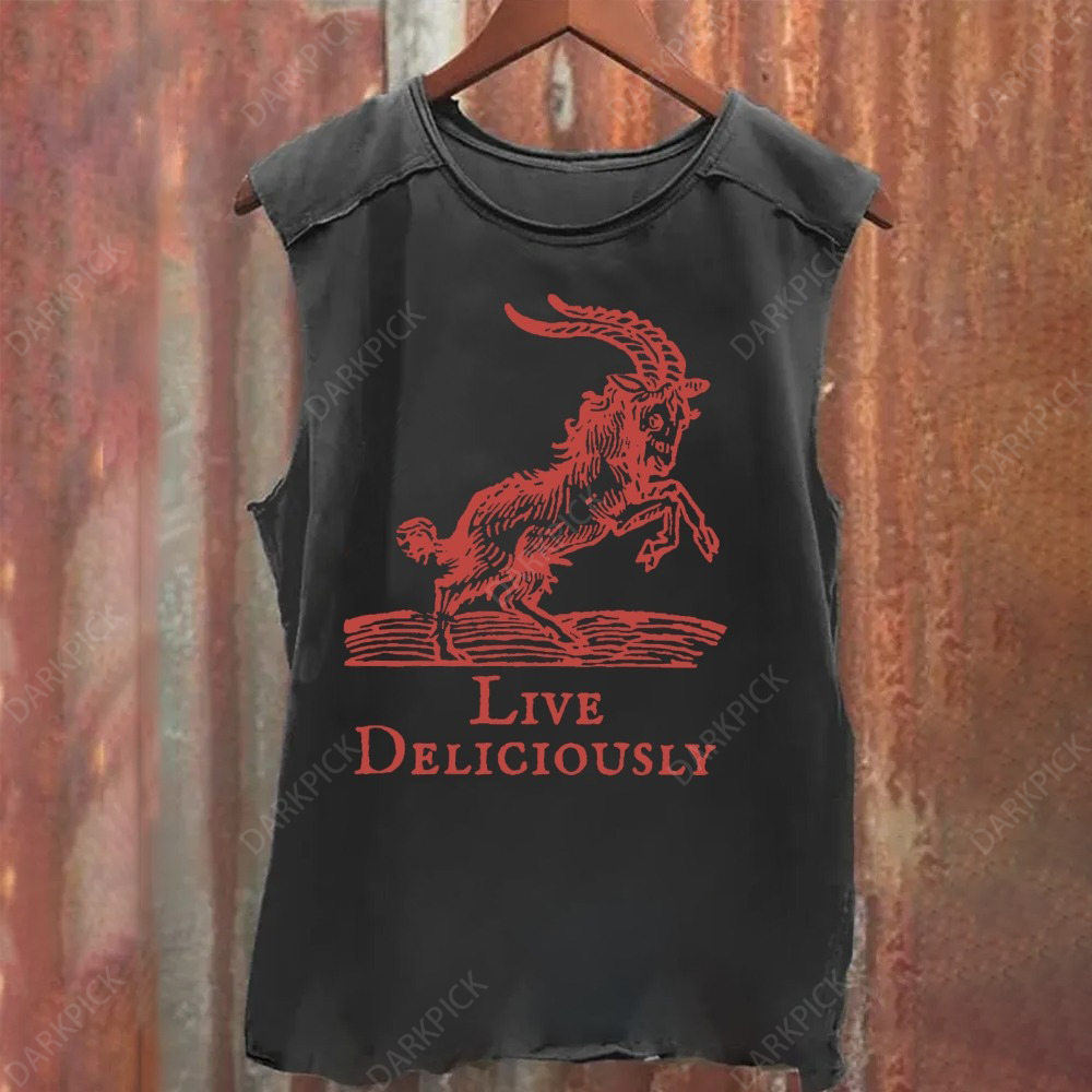Unisex Vintage Washed The Witch Live Deliciously Tank Top