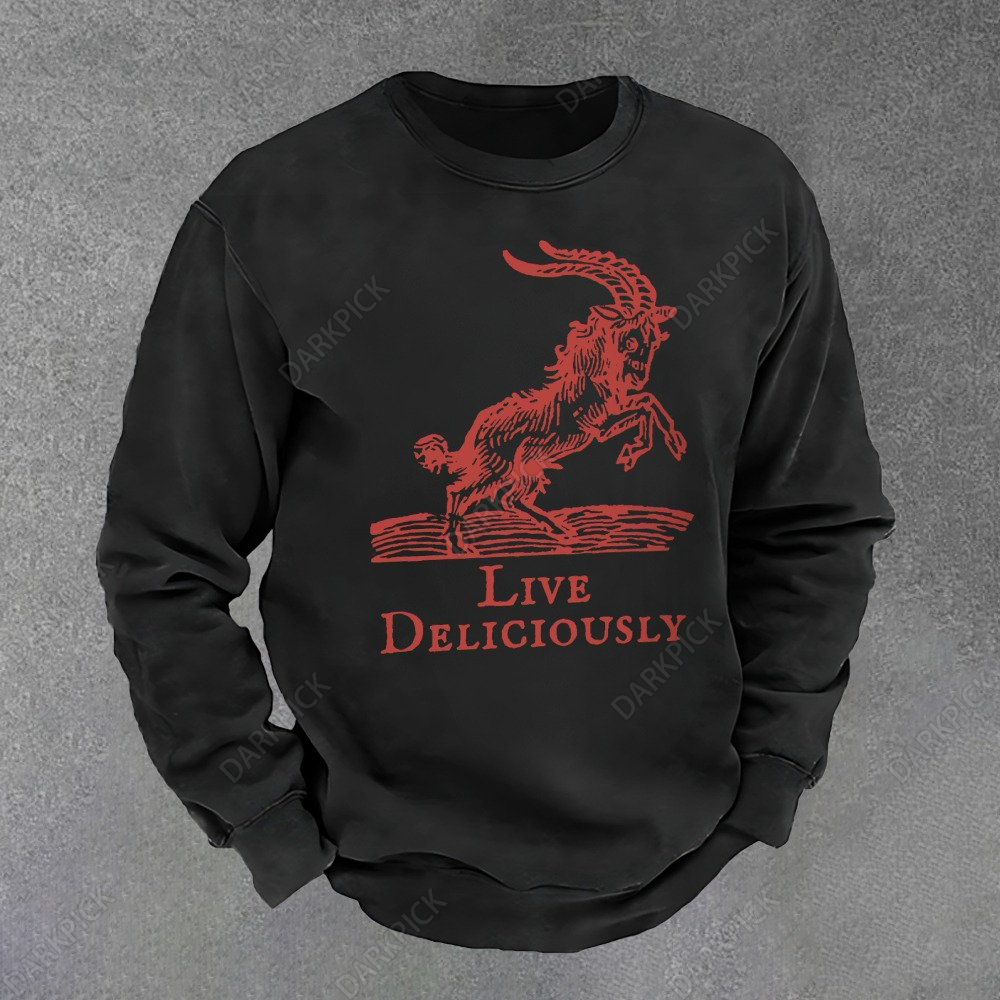 Unisex Vintage The Witch Live Deliciously   Sweatshirt