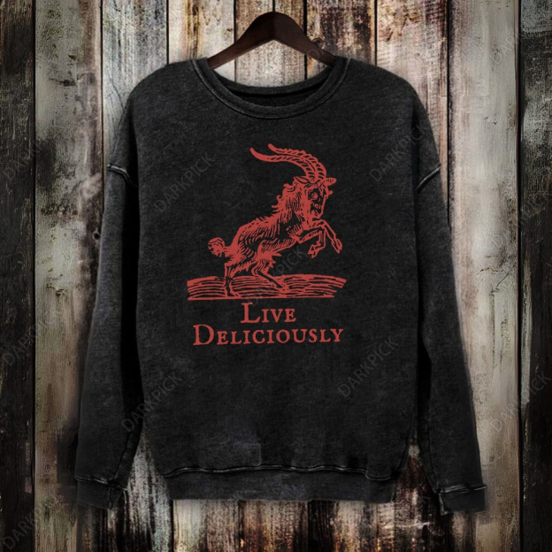 Unisex Vintage Washed The Witch Live Deliciously Sweatshirt