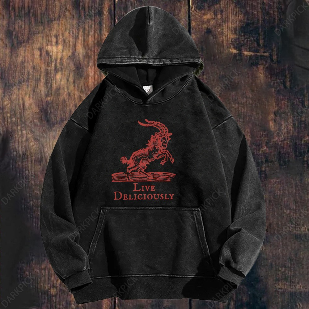 Unisex Washed The Witch Live Deliciously hoodie