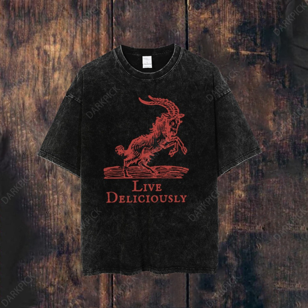 Unisex Washed The Witch Live Deliciously T-shirt