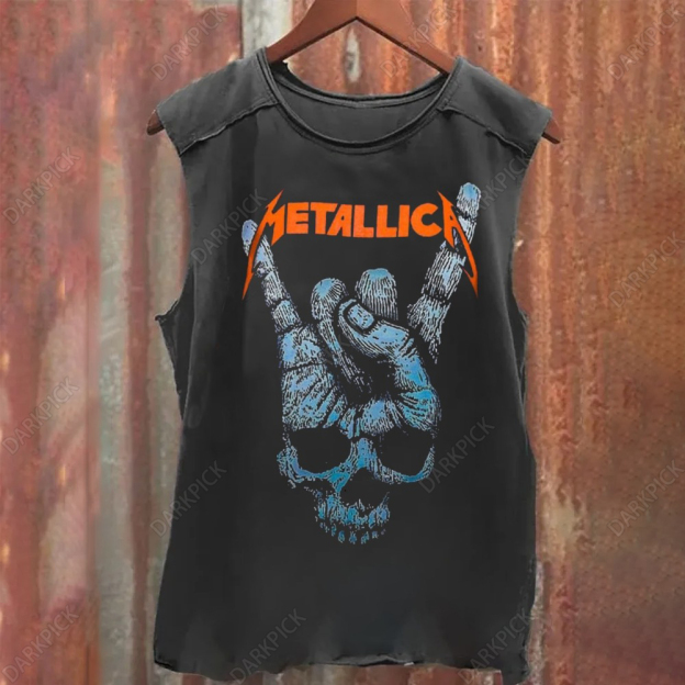 Unisex Vintage Washed Metallica Songs Tank Top