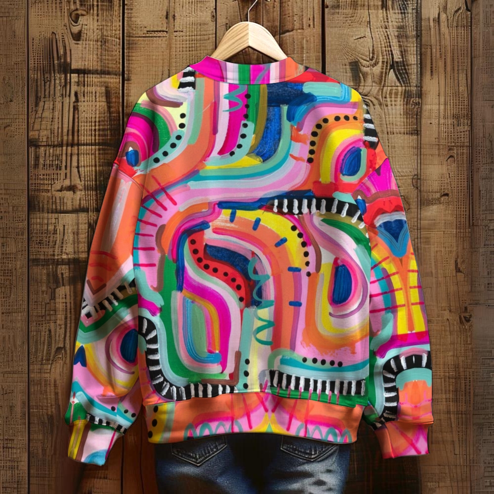 Unisex Abstract Art Geometry Printed Sweatshirt