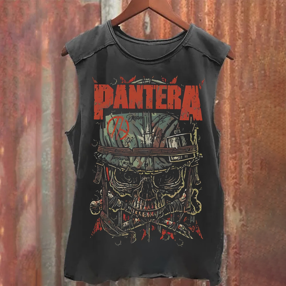 Unisex Vintage Washed Pantera Band Heavy Metal Tank Top